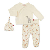 Magnetic Me Cream Jolie Giraffe Organic Cotton Magnetic 3 piece Kimono Set - ANB Baby